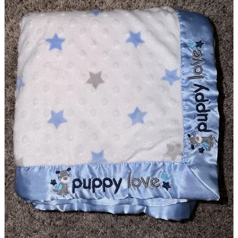 Blue Star Puppy Love Lovey Blanket 30x38